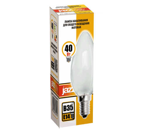 Лампа накаливания ЛОН 40Вт E14 240В B35 frosted  3320515  Jazzway