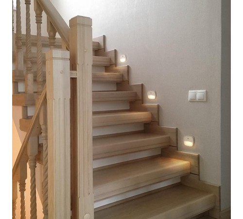 Светильник-подсветка с датчиком движения 3LED 0,5W (3хААА в комплект не входят) 3м , IP20, 75*75*27mm, квадрат, белый, FN1220  41881  FERON