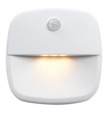 Светильник-подсветка с датчиком движения 3LED 0,5W (3хААА в комплект не входят) 3м , IP20, 75*75*27mm, квадрат, белый, FN1220  41881  FERON