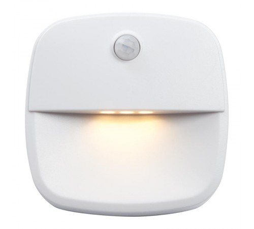 Светильник-подсветка с датчиком движения 3LED 0,5W (3хААА в комплект не входят) 3м , IP20, 75*75*27mm, квадрат, белый, FN1220  41881  FERON