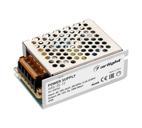 Блок питания ARS-35-12 (12V, 3A, 35W) (Arlight, IP20 Сетка, 2 года)  025332  Arlight