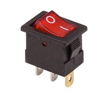 Выключатель клавишный 12V 15А (3с) ON-OFF красный с подсветкой Mini  36-2170  REXANT