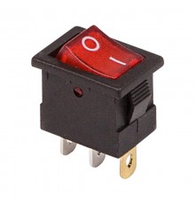 Выключатель клавишный 12V 15А (3с) ON-OFF красный с подсветкой Mini  36-2170  REXANT