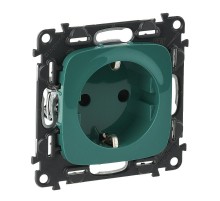 Valena ALLURE Зеленый Розетка с/з, со шторками, безвин зажим  754982  Legrand