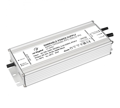 Блок питания ARPV-UH24500-PFC-DALI2-PH (24V, 20.8A, 500W) (Arlight, IP67 Металл, 7 лет)  039955  Arlight