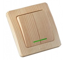 Выключатель скрытой установки, двухклавишный, с индикацией, цвет сосна  ВС10-352-02  HEGEL