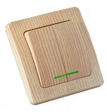 Выключатель скрытой установки, двухклавишный, с индикацией, цвет сосна  ВС10-352-02  HEGEL