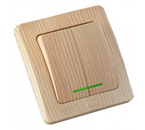 Выключатель скрытой установки, двухклавишный, с индикацией, цвет сосна  ВС10-352-02  HEGEL