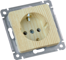 Розетка скрытой установки, одноместная, с заземляющим контактом, механизм, цвет сосна  РС16-411-02  HEGEL