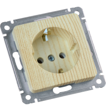 Розетка скрытой установки, одноместная, с заземляющим контактом, механизм, цвет сосна  РС16-411-02  HEGEL