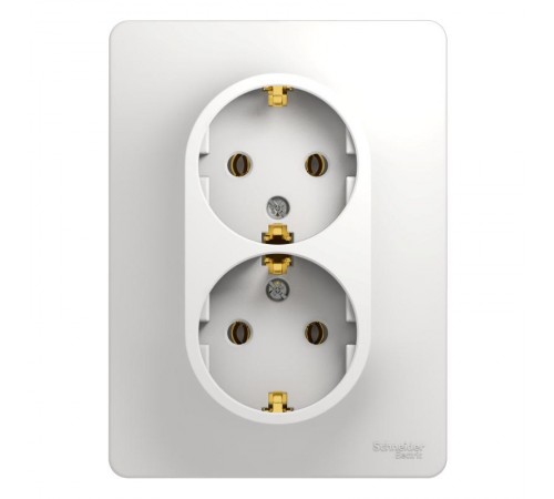 Glossa Белый Розетка 2-я с заземлением (в сборе с рамкой)  GSL000124  SE