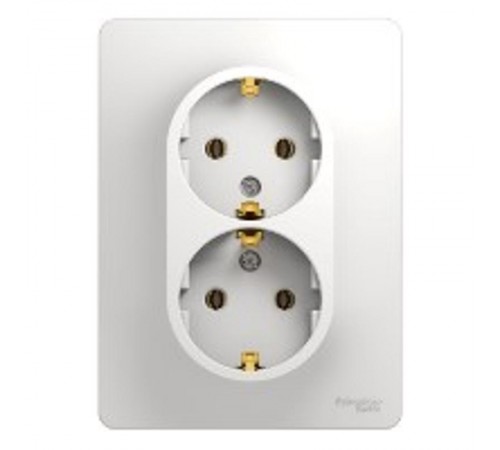 Glossa Белый Розетка 2-я с заземлением (в сборе с рамкой)  GSL000124  SE