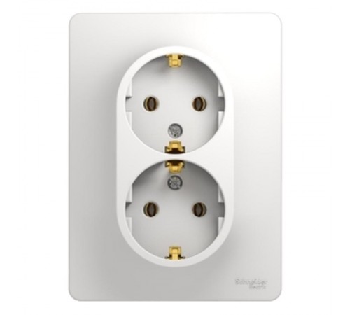 Glossa Белый Розетка 2-я с заземлением (в сборе с рамкой)  GSL000124  SE