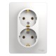 Glossa Белый Розетка 2-я с заземлением (в сборе с рамкой)  GSL000124  SE