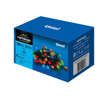 Гирлянда светодиодная  с контр.Разноцветные шарики  ULD-S0800-100/DGA MULTI IP20 COLORBALLS   100 диодов мульти 8 м IP20 шнур зеленый  07929  Uniel