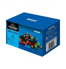 Гирлянда светодиодная  с контр.Разноцветные шарики  ULD-S0800-100/DGA MULTI IP20 COLORBALLS   100 диодов мульти 8 м IP20 шнур зеленый  07929  Uniel
