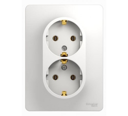 Glossa Белый Розетка 2-я с заземлением (в сборе с рамкой)  GSL000124  SE