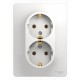Glossa Белый Розетка 2-я с заземлением (в сборе с рамкой)  GSL000124  SE
