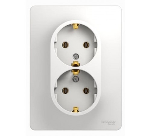 Glossa Белый Розетка 2-я с заземлением (в сборе с рамкой)  GSL000124  SE