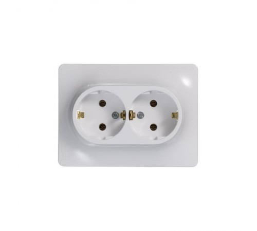 Glossa Белый Розетка 2-я с заземлением (в сборе с рамкой)  GSL000124  SE