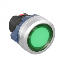 Головка кнопки плоская прозрачная с фиксацией, зеленая, алюминий  M22P-FLLGA  DKC