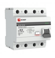 Выключатель дифференциальный (УЗО) (селективный) 4п 40А 300мА тип AC PROxima  elcb-4-40-300S-em-pro  EKF (замена - E1046MS40300)