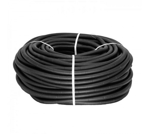 Труба ПНД гибкая гофр. d25мм, тяжёлая с протяжкой, 75м, цвет черный PROxima  tpnd-25-t  EKF