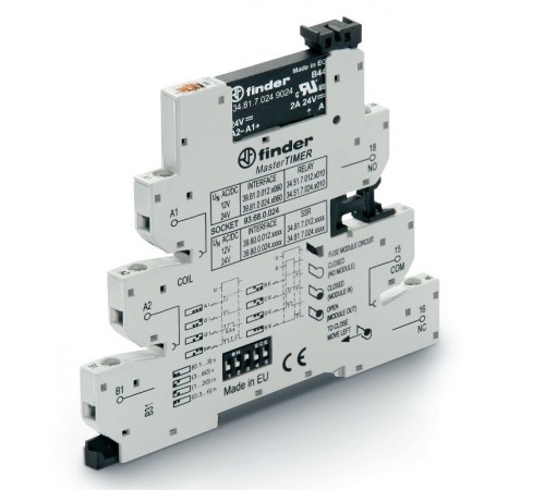 Интерфейсный модуль, твердотельное реле с таймером, серия MasterTimer (мультифункциональный: AI,DI,GI,SW); выход 2A (24В DС);  398000129024  Finder