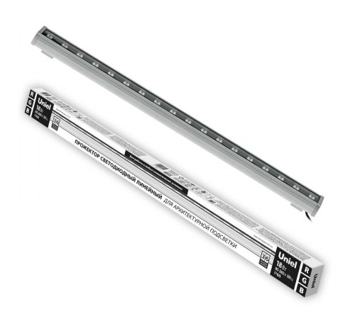 Прожектор светодиодный линейный Uniel ULF-L52-18W-RGB-L100 220V IP65 SILVER 1000мм. RGB. Алюминий   UL-00008363  UNIEL