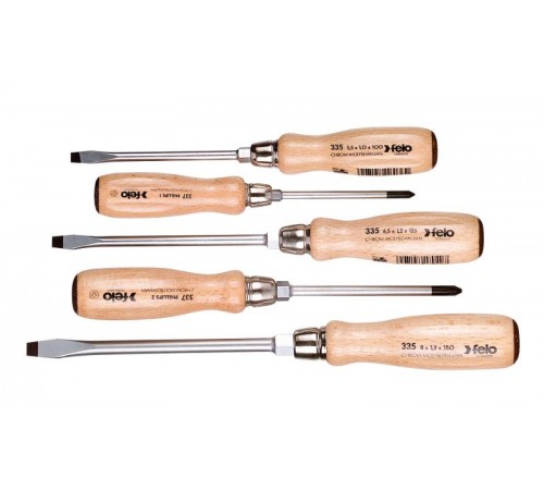 Набор отверток ударных SL/PH с деревянной рукояткой, 5 шт  33595198  Felo