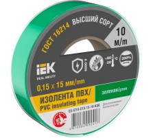Изолента 0,15х15мм зеленая 10м  EX-IZ10-C15-15-10-K06  IEK