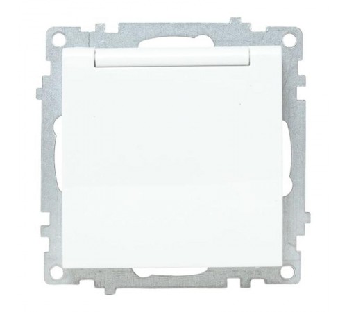 Валенсия Механизм розетки 1-местной с/з 16А белая с крышкой и защ. штор. IP44   EWV10-124-90  EKF