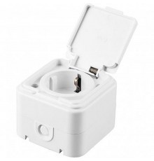 PST16-21-44 Розетка 1-местная с/з, 250В, 16А, IP44, белый (RA 16-211-Б)  32740  STEKKER