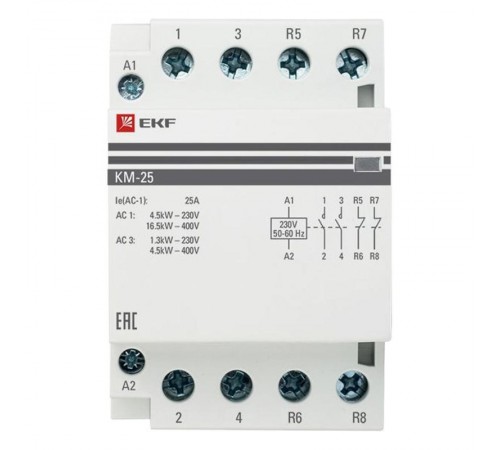 Контактор модульный КМ 25А 2NО+2NC (3 мод.) PROxima km-3-25-22  EKF