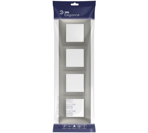 Рамка для розеток и выключателей Elegance 14-5004-16 на 4 поста, титан  Б0065819  ЭРА