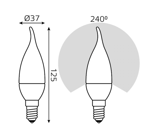 Лампа светодиодная LED 6,5Вт E14 220В 4100К свеча на ветру  104101207  Gauss