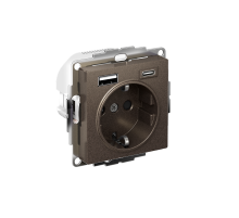 AtlasDesign Розетка 16А c 2 USB A+C, 5В/2,4А/3,0А, 2х5В/1,5А, механизм, Мокко  ATN000632  SE