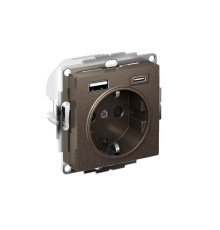 AtlasDesign Розетка 16А c 2 USB A+C, 5В/2,4А/3,0А, 2х5В/1,5А, механизм, Мокко  ATN000632  SE