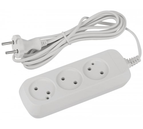 Удлинитель электрический ЭРА UDL-6-330 Greenline 3 розетки без заземления 3м ШВВП 2x0.75мм2   Б0065041  ЭРА