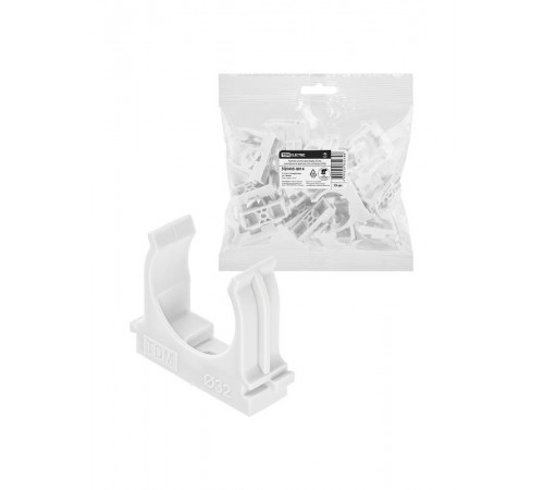Крепеж-клипса для трубы 32 мм для прямого монтажа (25 шт.) белая  SQ0405-8014  TDM