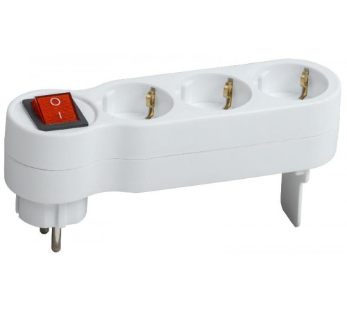 Тройник Т-01/03В 3 места 2P+PE 16А с выкл. белый  WTP10-16-03-ZK-K01  IEK