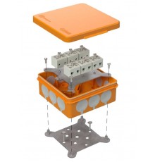 Коробка огнестойкая для о/п двухкомпонентная 60-0303-FR6.0-12 Е15-Е60 (латунь) 100х100х40 IP66 12p, 6.0 мм.кв. 60-0303-FR6.0-12-Е60  Промрукав