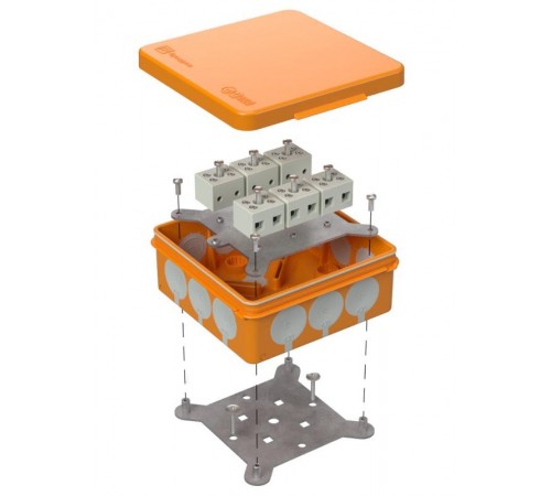 Коробка огнестойкая для о/п двухкомпонентная 60-0303-FR6.0-12 Е15-Е60 (латунь) 100х100х40 IP66 12p, 6.0 мм.кв. 60-0303-FR6.0-12-Е60  Промрукав