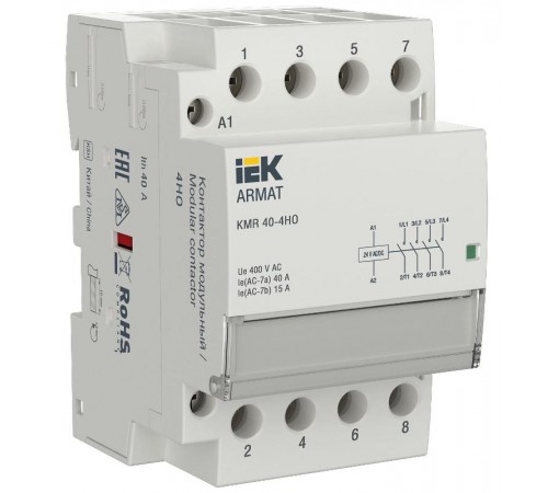 ARMAT Контактор модульный KMR 40А 24В AC/DC 4НО  AR-KMR20-040-40-024  IEK