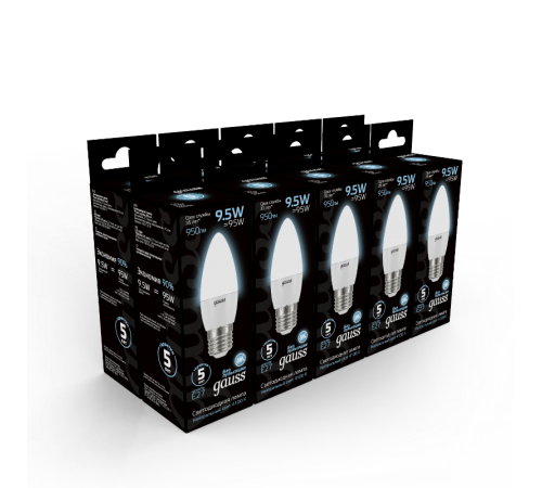 Лампа светодиодная LED Свеча E27 9.5W 950lm 4100К  103102210  Gauss