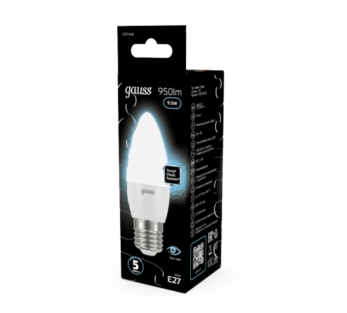 Лампа светодиодная LED Свеча E27 9.5W 950lm 4100К  103102210  Gauss