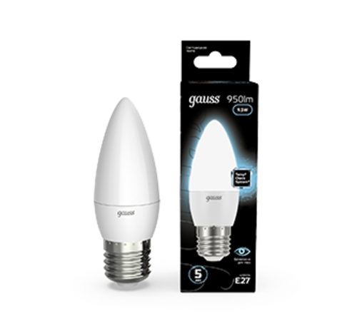 Лампа светодиодная LED Свеча E27 9.5W 950lm 4100К  103102210  Gauss