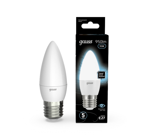 Лампа светодиодная LED Свеча E27 9.5W 950lm 4100К  103102210  Gauss