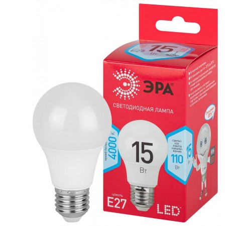 Лампа светодиодная ЭКО LED A60-15W-840-E27 R (диод, груша, 15Вт, нейт, E27)  Б0046356  ЭРА