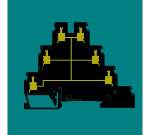 Клемма D4/6.T1, 3-уровневая клемма, все зажимы соединены перемычкой, винт 4мм.кв., черная  1SNA199219R0300  TE